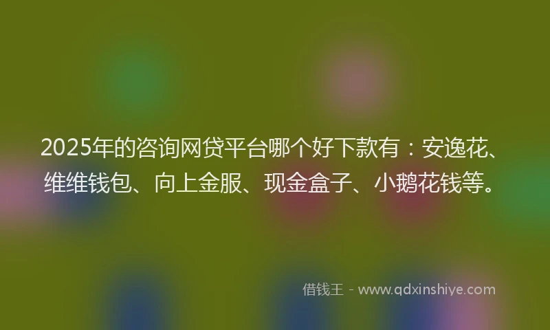 2025年的咨询网贷平台哪个好下款有：安逸花、维维钱包、向上金服、现金盒子、小鹅花钱等。