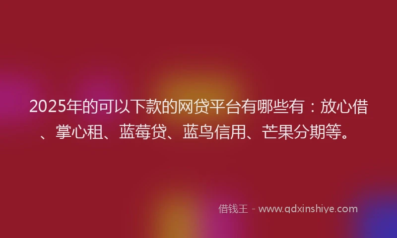 2025年的可以下款的网贷平台有哪些有：放心借、掌心租、蓝莓贷、蓝鸟信用、芒果分期等。
