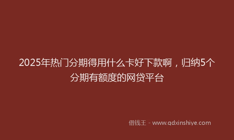 2025年热门分期得用什么卡好下款啊，归纳5个分期有额度的网贷平台