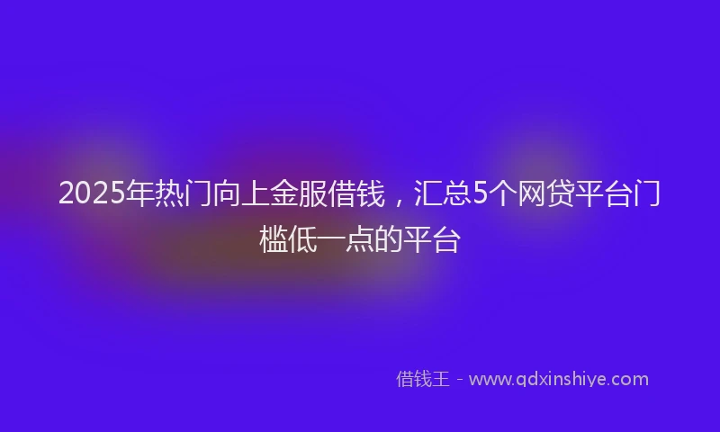 2025年热门向上金服借钱，汇总5个网贷平台门槛低一点的平台