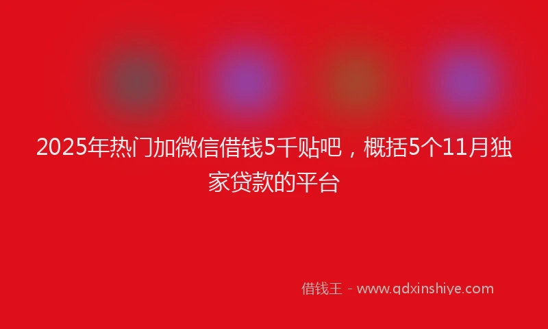 2025年热门加微信借钱5千贴吧，概括5个11月独家贷款的平台
