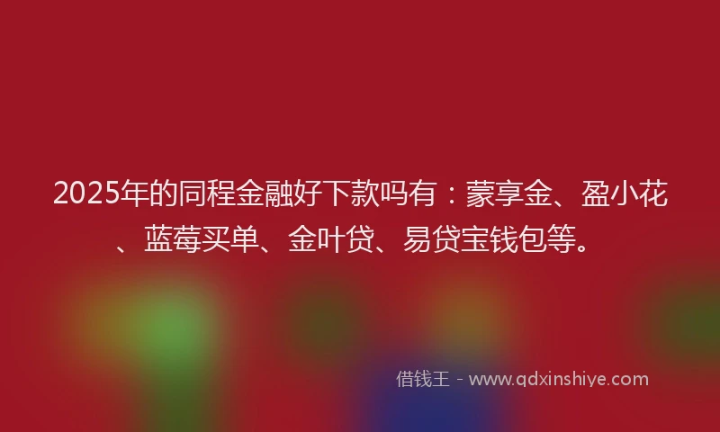 2025年的同程金融好下款吗有：蒙享金、盈小花、蓝莓买单、金叶贷、易贷宝钱包等。