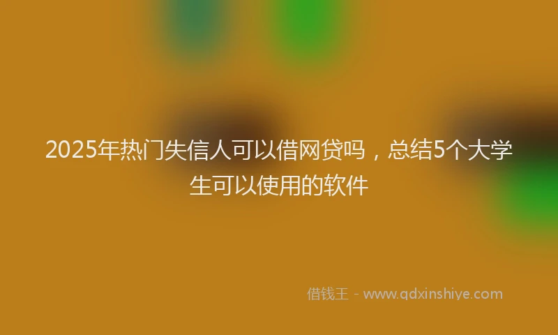 2025年热门失信人可以借网贷吗，总结5个大学生可以使用的软件