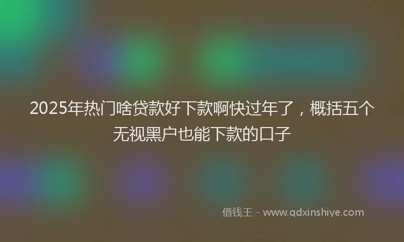 2025年热门啥贷款好下款啊快过年了，概括五个无视黑户也能下款的口子