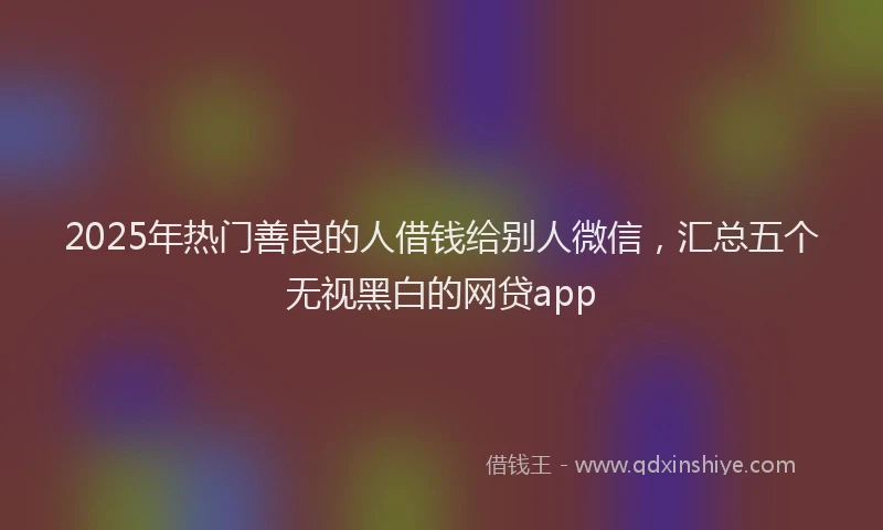2025年热门善良的人借钱给别人微信，汇总五个无视黑白的网贷app