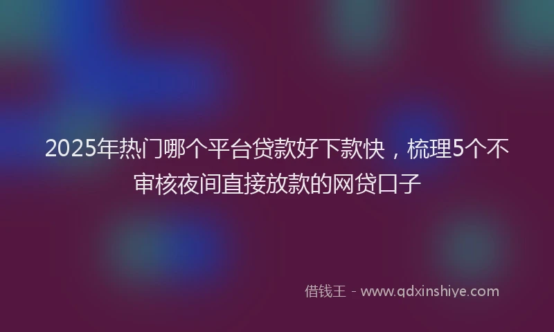 2025年热门哪个平台贷款好下款快，梳理5个不审核夜间直接放款的网贷口子