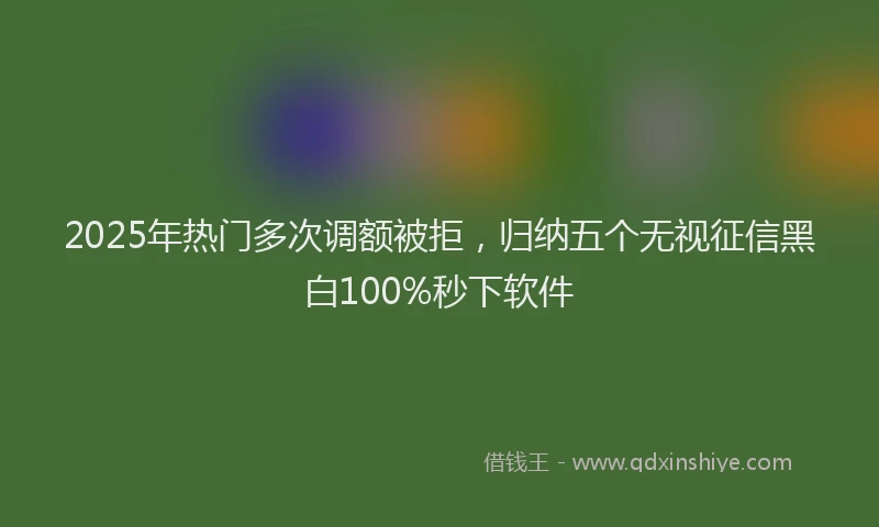 2025年热门多次调额被拒，归纳五个无视征信黑白100%秒下软件