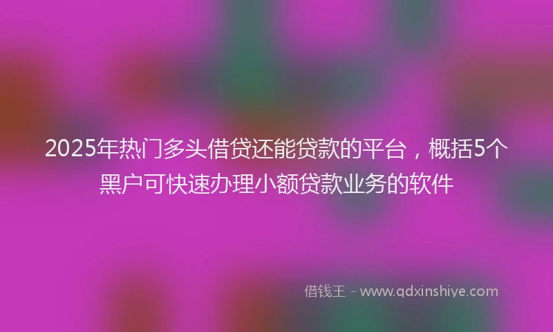 2025年热门多头借贷还能贷款的平台，概括5个黑户可快速办理小额贷款业务的软件