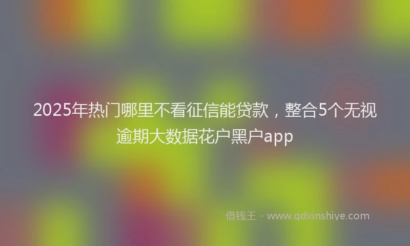 2025年热门哪里不看征信能贷款，整合5个无视逾期大数据花户黑户app