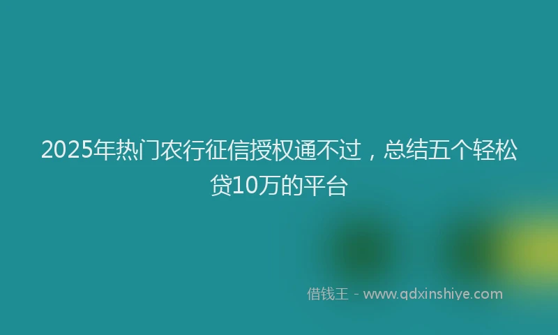 2025年热门农行征信授权通不过，总结五个轻松贷10万的平台