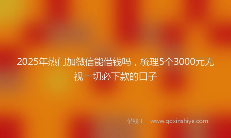 2025年热门加微信能借钱吗，梳理5个3000元无视一切必下款的口子