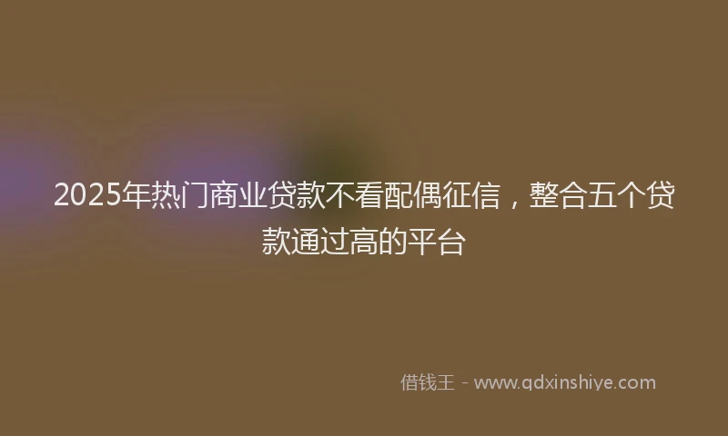 2025年热门商业贷款不看配偶征信，整合五个贷款通过高的平台