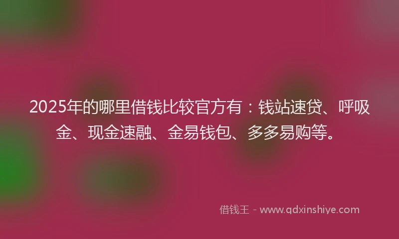 2025年的哪里借钱比较官方有：钱站速贷、呼吸金、现金速融、金易钱包、多多易购等。