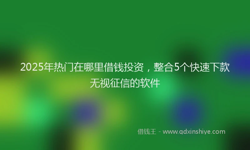 2025年热门在哪里借钱投资，整合5个快速下款无视征信的软件