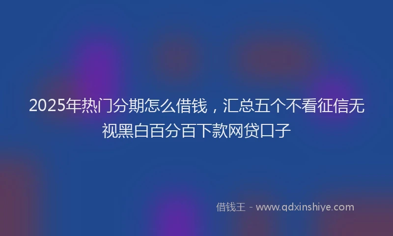 2025年热门分期怎么借钱，汇总五个不看征信无视黑白百分百下款网贷口子