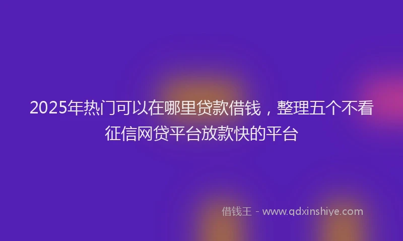 2025年热门可以在哪里贷款借钱，整理五个不看征信网贷平台放款快的平台