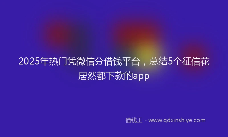 2025年热门凭微信分借钱平台，总结5个征信花居然都下款的app