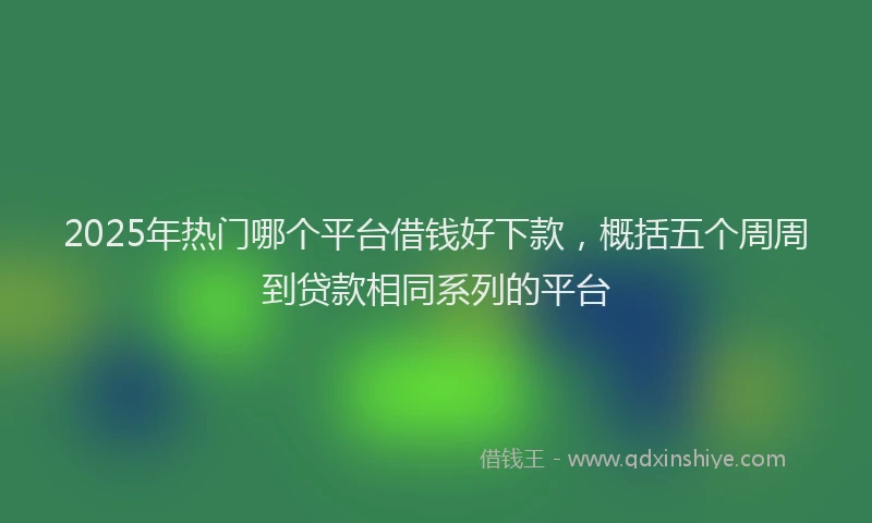 2025年热门哪个平台借钱好下款，概括五个周周到贷款相同系列的平台