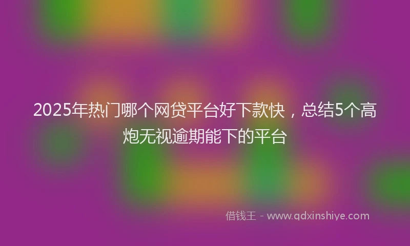 2025年热门哪个网贷平台好下款快，总结5个高炮无视逾期能下的平台