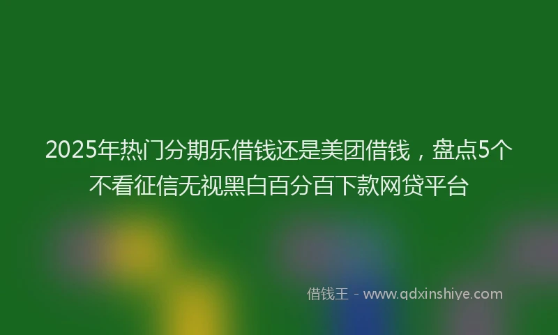 2025年热门分期乐借钱还是美团借钱，盘点5个不看征信无视黑白百分百下款网贷平台