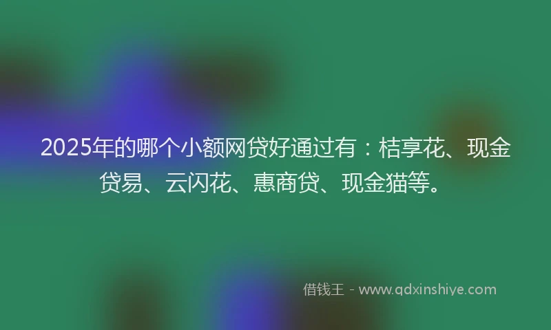 2025年的哪个小额网贷好通过有：桔享花、现金贷易、云闪花、惠商贷、现金猫等。