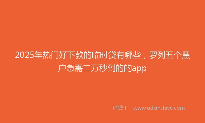 2025年热门好下款的临时贷有哪些，罗列五个黑户急需三万秒到的的app