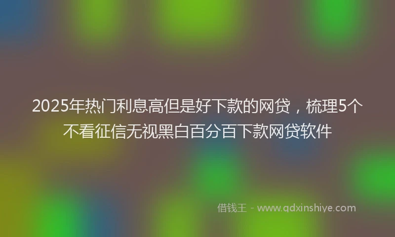 2025年热门利息高但是好下款的网贷，梳理5个不看征信无视黑白百分百下款网贷软件