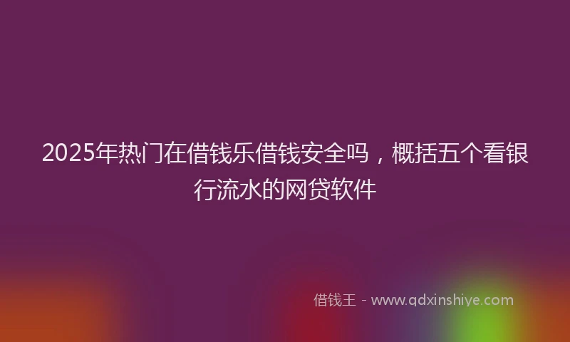 2025年热门在借钱乐借钱安全吗，概括五个看银行流水的网贷软件