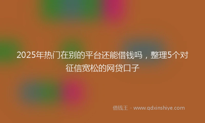 2025年热门在别的平台还能借钱吗，整理5个对征信宽松的网贷口子