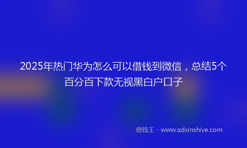 2025年热门华为怎么可以借钱到微信，总结5个百分百下款无视黑白户口子