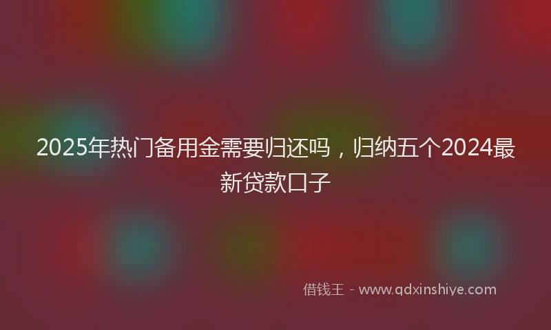 2025年热门备用金需要归还吗，归纳五个2024最新贷款口子