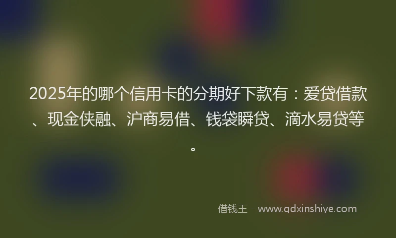 2025年的哪个信用卡的分期好下款有：爱贷借款、现金侠融、沪商易借、钱袋瞬贷、滴水易贷等。