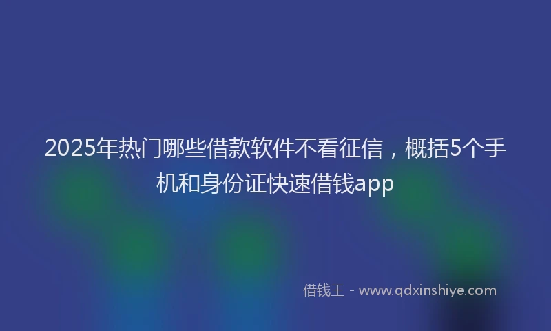 2025年热门哪些借款软件不看征信，概括5个手机和身份证快速借钱app