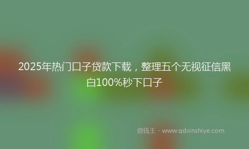 2025年热门口子贷款下载，整理五个无视征信黑白100%秒下口子