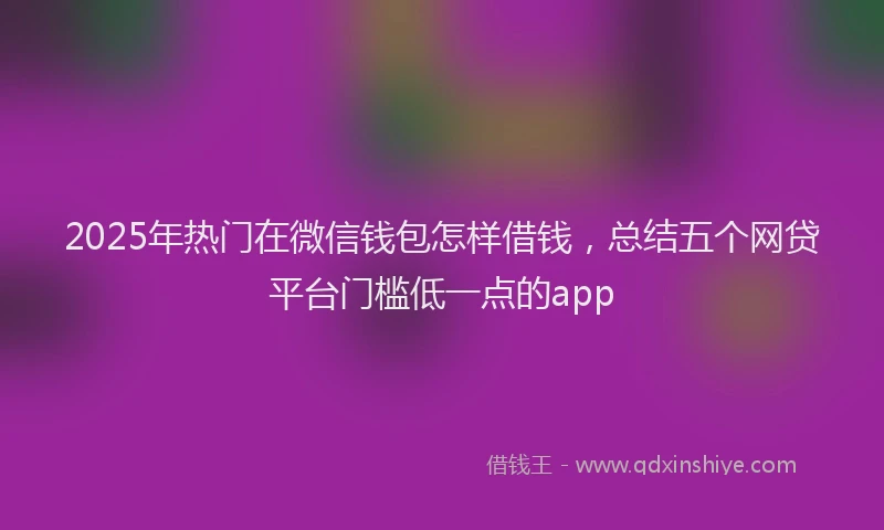 2025年热门在微信钱包怎样借钱，总结五个网贷平台门槛低一点的app