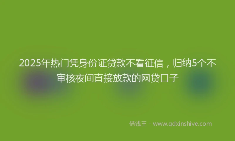 2025年热门凭身份证贷款不看征信，归纳5个不审核夜间直接放款的网贷口子
