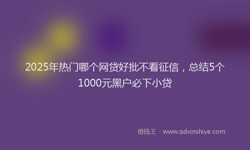2025年热门哪个网贷好批不看征信，总结5个1000元黑户必下小贷