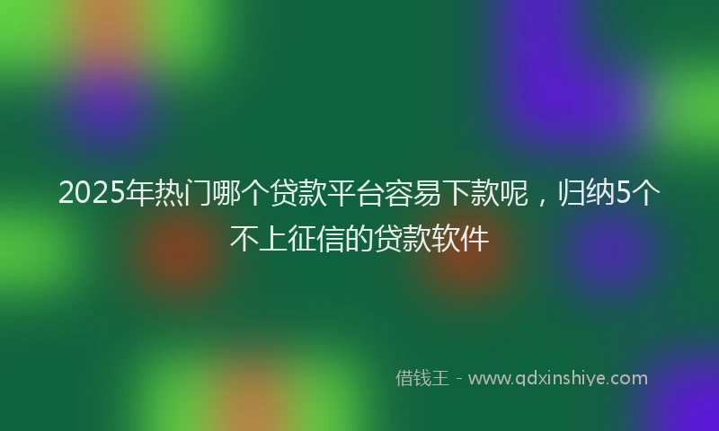 2025年热门哪个贷款平台容易下款呢，归纳5个不上征信的贷款软件
