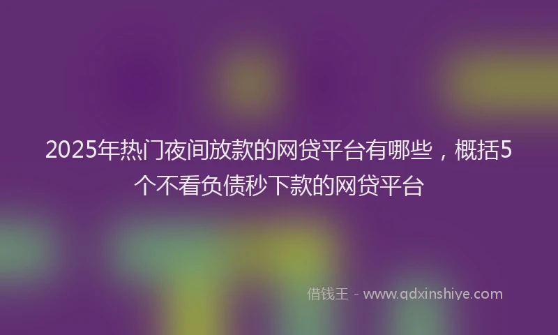 2025年热门夜间放款的网贷平台有哪些，概括5个不看负债秒下款的网贷平台