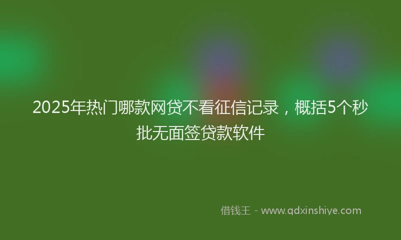 2025年热门哪款网贷不看征信记录，概括5个秒批无面签贷款软件