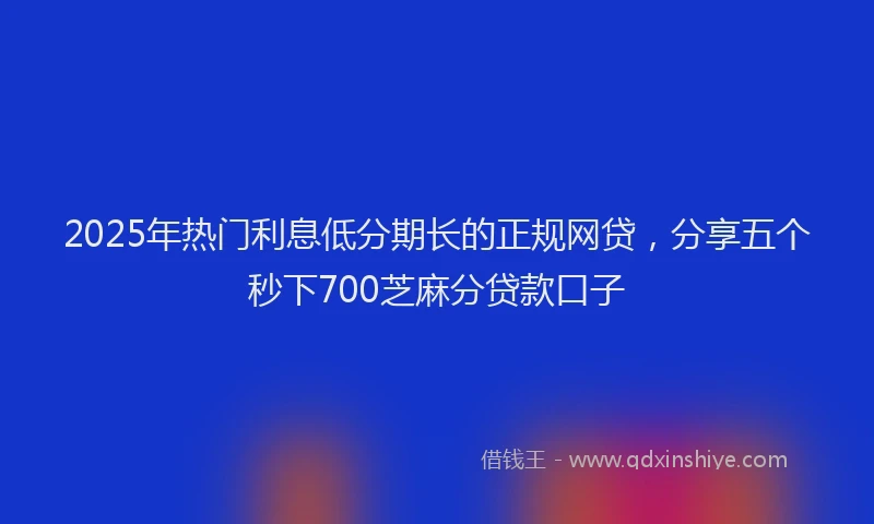 2025年热门利息低分期长的正规网贷，分享五个秒下700芝麻分贷款口子
