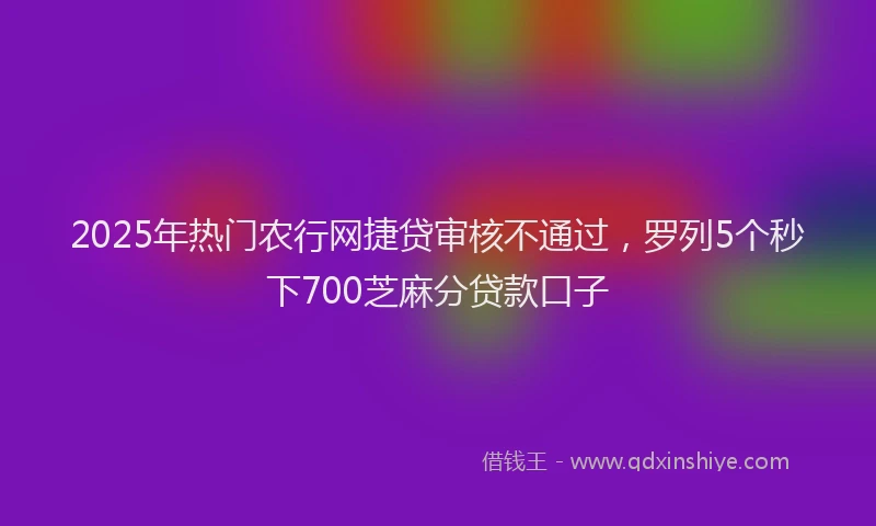 2025年热门农行网捷贷审核不通过，罗列5个秒下700芝麻分贷款口子