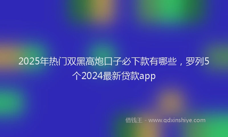 2025年热门双黑高炮口子必下款有哪些，罗列5个2024最新贷款app