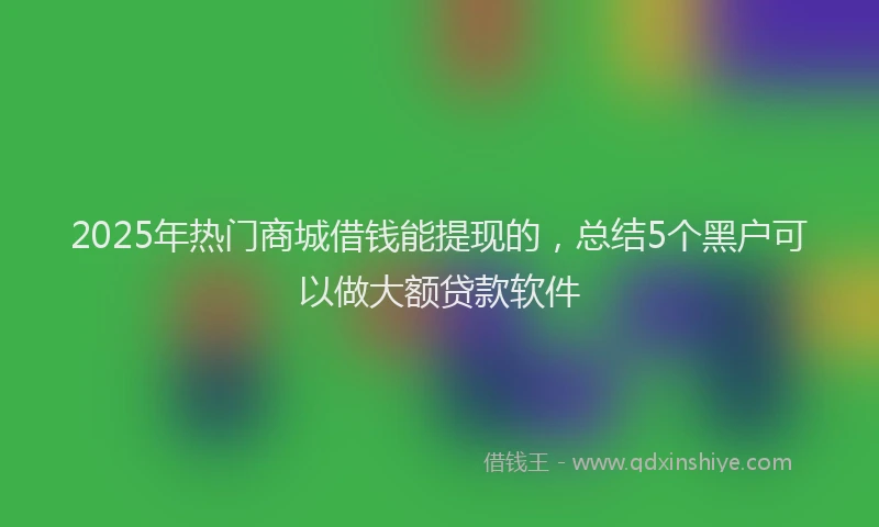 2025年热门商城借钱能提现的，总结5个黑户可以做大额贷款软件