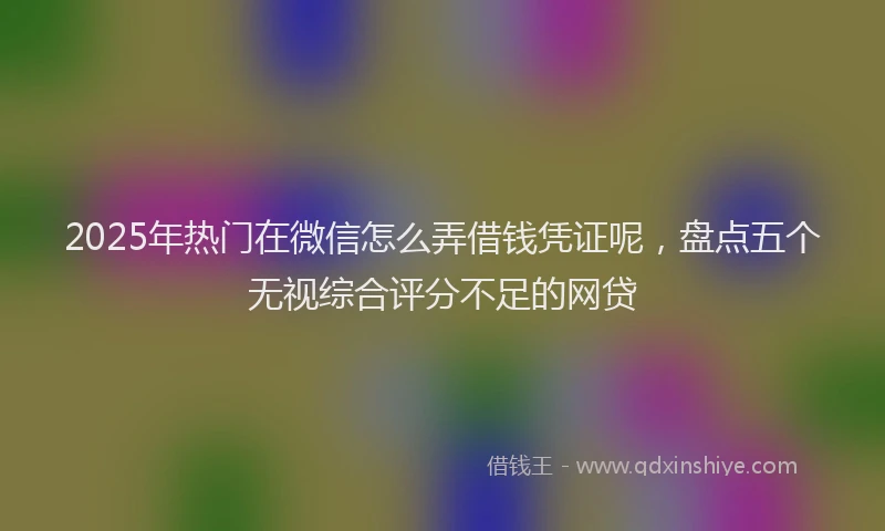 2025年热门在微信怎么弄借钱凭证呢，盘点五个无视综合评分不足的网贷