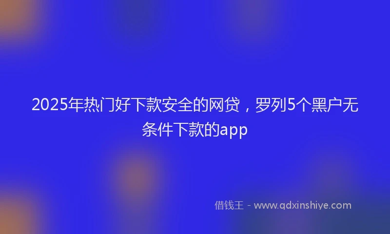 2025年热门好下款安全的网贷，罗列5个黑户无条件下款的app