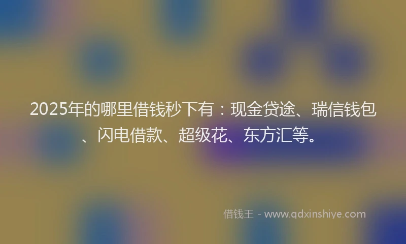 2025年的哪里借钱秒下有：现金贷途、瑞信钱包、闪电借款、超级花、东方汇等。