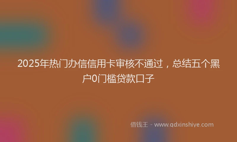 2025年热门办信信用卡审核不通过，总结五个黑户0门槛贷款口子