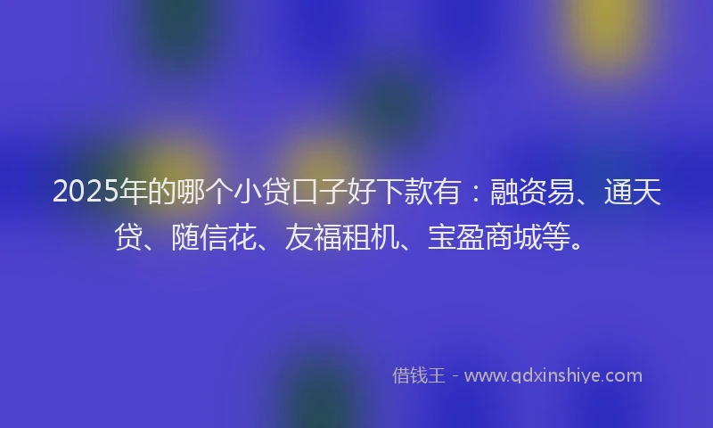 2025年的哪个小贷口子好下款有：融资易、通天贷、随信花、友福租机、宝盈商城等。