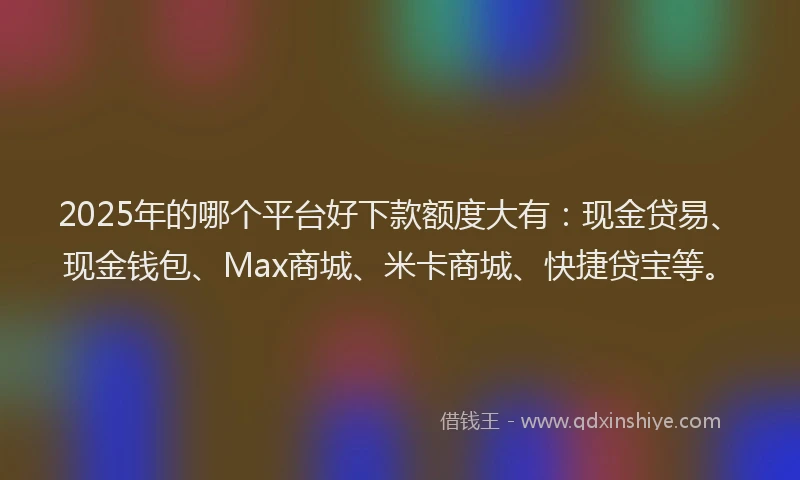 2025年的哪个平台好下款额度大有：现金贷易、现金钱包、Max商城、米卡商城、快捷贷宝等。